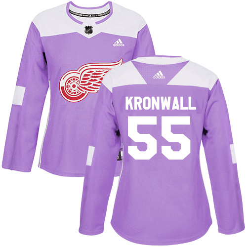 Adidas Red Wings #55 Niklas Kronwall Purple Authentic Fights Cancer Women's Stitched NHL Jersey - Click Image to Close